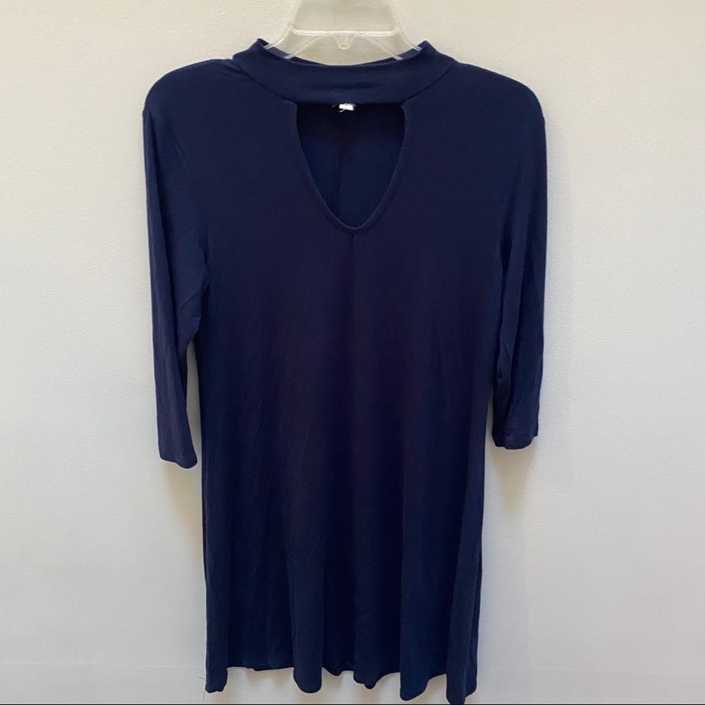 NWOT Navy Blue 3/4 Sleeve Keyhole Dress